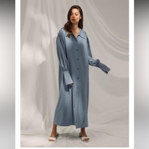 Nap Loungewear Drape Shirt Robe Dress Frost Blue Size Small Button Down